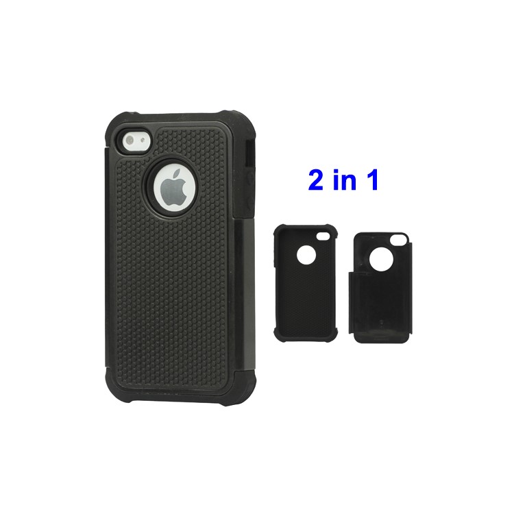Grainy Defender Case Cover for iPhone 4 4S - Black