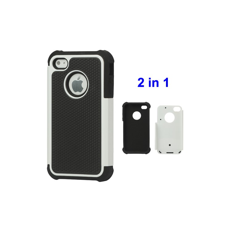 Grainy Defender Case Cover for iPhone 4 4S - White