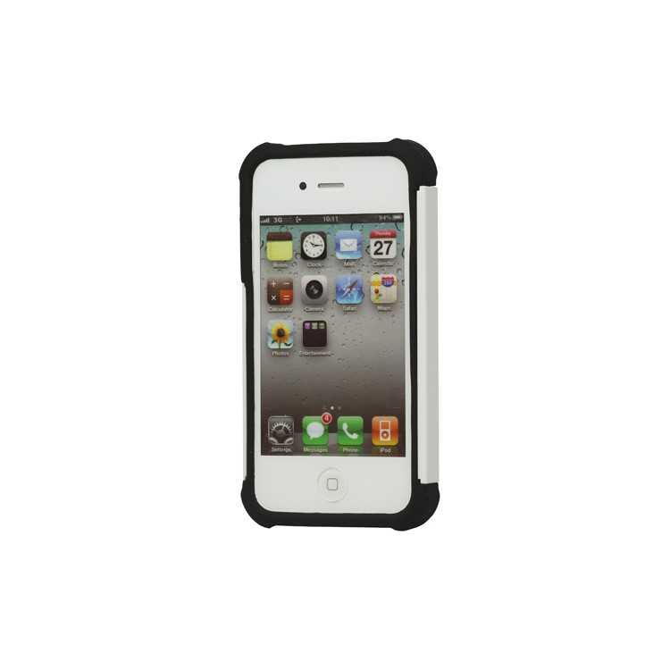 Grainy Defender Case Cover for iPhone 4 4S - White