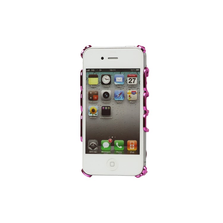 Luxury Electroplating Hollow Pattern PC Hard Case for iPhone 4 4S - Rose