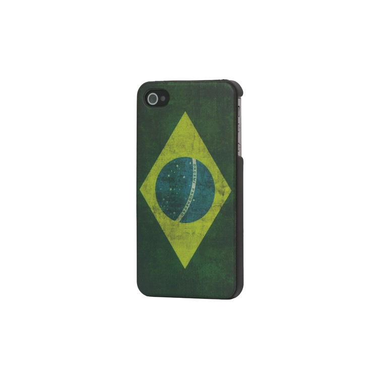 Retro Brazil Flag Hard Plastic Case for iPhone 4 4S