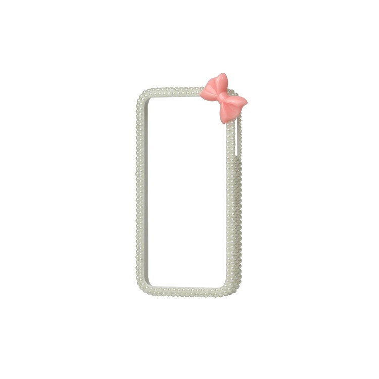 Bowknot Pearl Hard Plastic Bumper Case for iPhone 4 4S