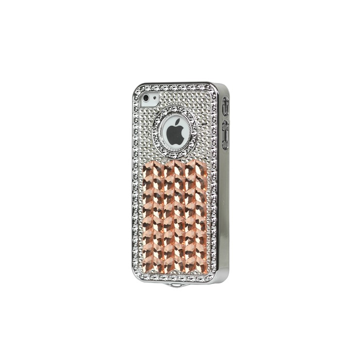 Sparkling Rhinestone Electroplating Hard Case Cover for iPhone 4 4S - Gold
