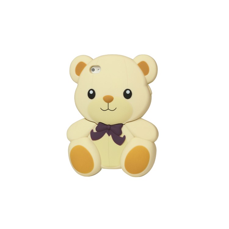 Cute Teddy Bear Snap-on 3D Hard Plastic Cover for iPhone 4 4S - Beige