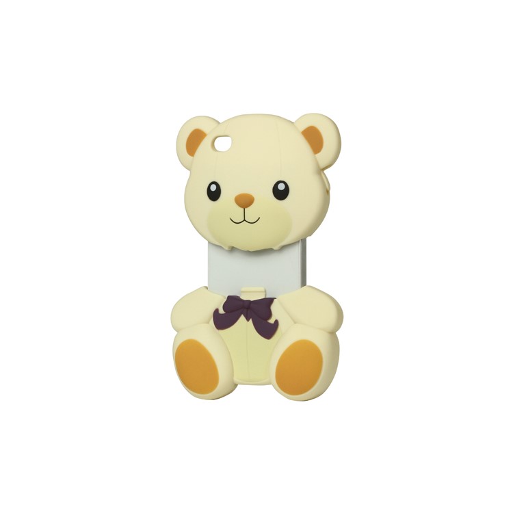 Cute Teddy Bear Snap-on 3D Hard Plastic Cover for iPhone 4 4S - Beige