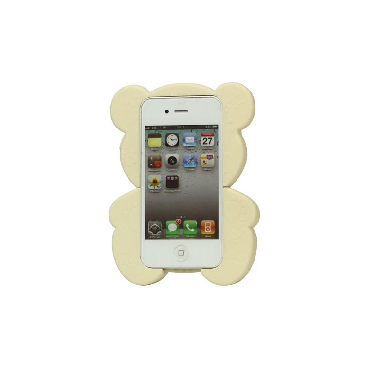 Cute Teddy Bear Snap-on 3D Hard Plastic Cover for iPhone 4 4S - Beige