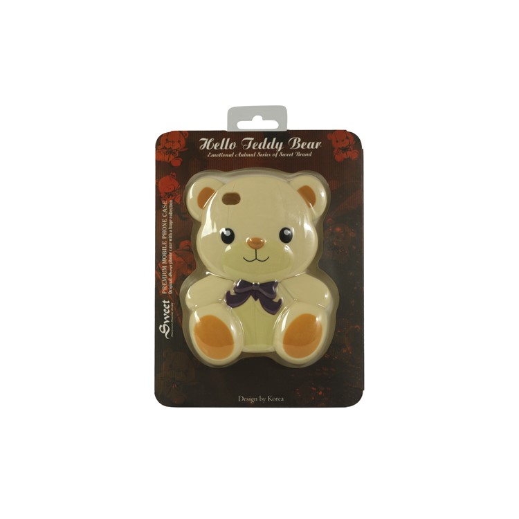 Cute Teddy Bear Snap-on 3D Hard Plastic Cover for iPhone 4 4S - Beige