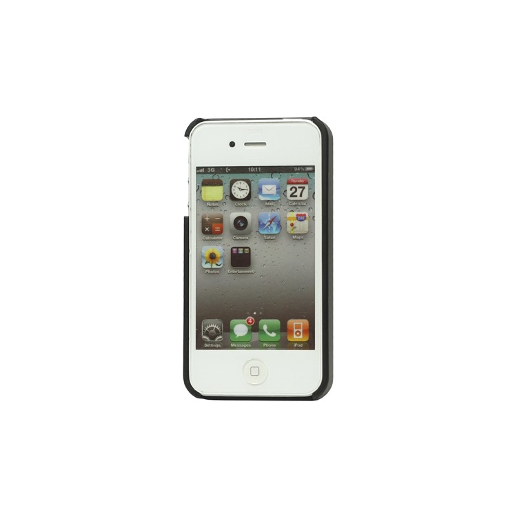 Stainless Steel with Slide Out Bottle Opener Plastic Cover for iPhone 4 4S - Black