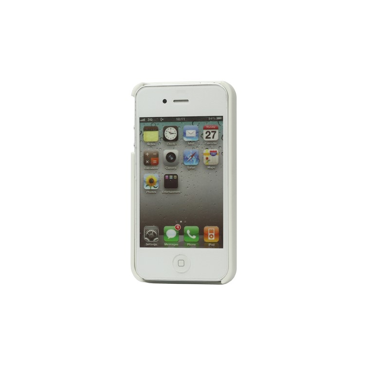 Stainless Steel with Slide Out Bottle Opener Plastic Cover for iPhone 4 4S - White