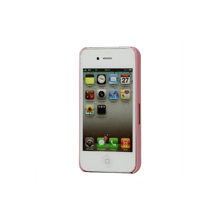 Premium Leather Coated Hard Plastic Case Cover for iPhone 4 4S