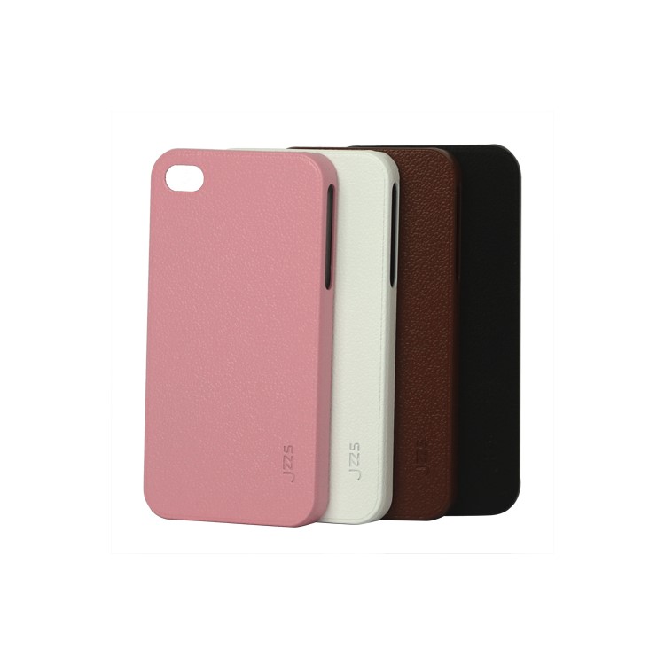 Premium Leather Coated Hard Plastic Case Cover for iPhone 4 4S