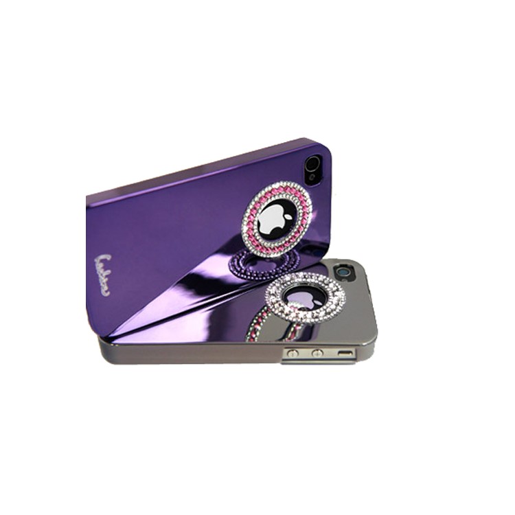 Eileen Circle Ring Series Diamond Electroplating Hard Case for iPhone 4 4S - Violet Purple