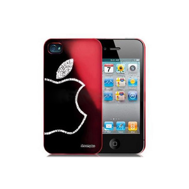 Sparkling Diamond Electroplating Case for iPhone 4 4S - Wine Red