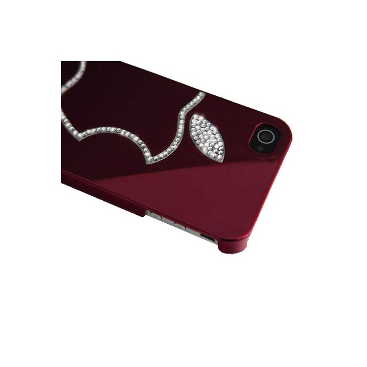 Sparkling Diamond Electroplating Case for iPhone 4 4S - Wine Red