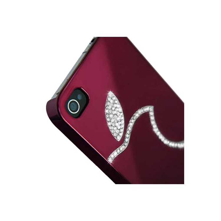 Sparkling Diamond Electroplating Case for iPhone 4 4S - Wine Red