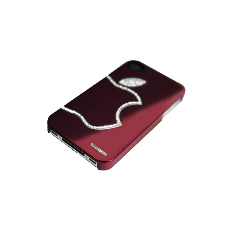 Sparkling Diamond Electroplating Case for iPhone 4 4S - Wine Red
