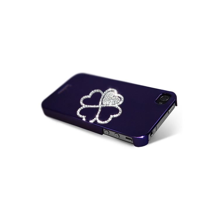 Eileen Clover Lime Series Rhinestone Electroplating Hard Case for iPhone 4 4S - Violet Purple