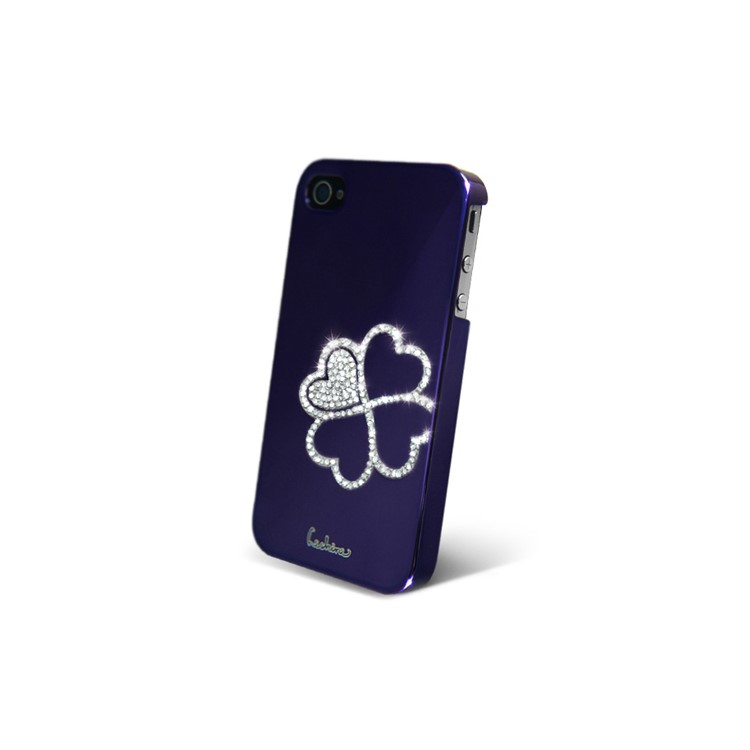 Eileen Clover Lime Series Rhinestone Electroplating Hard Case for iPhone 4 4S - Violet Purple