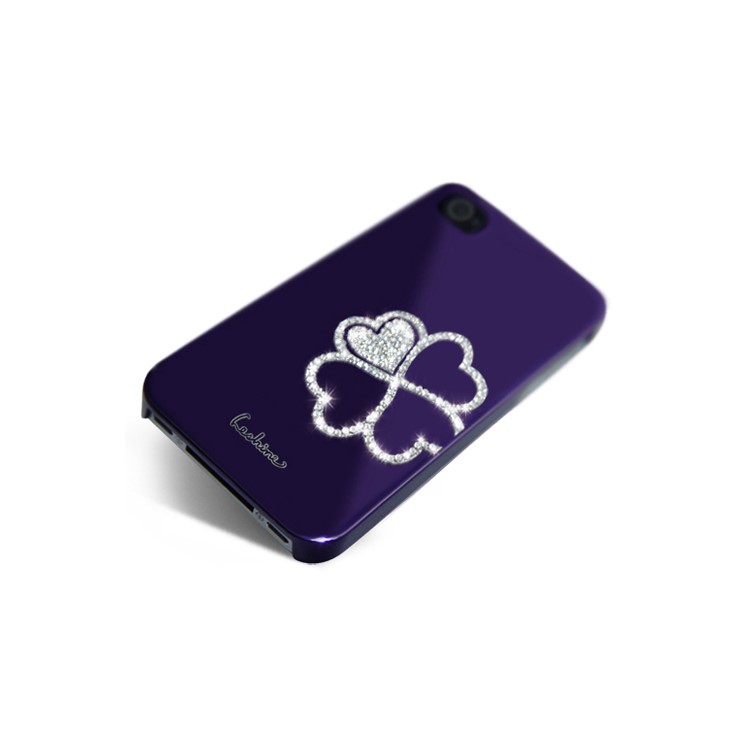 Eileen Clover Lime Series Rhinestone Electroplating Hard Case for iPhone 4 4S - Violet Purple