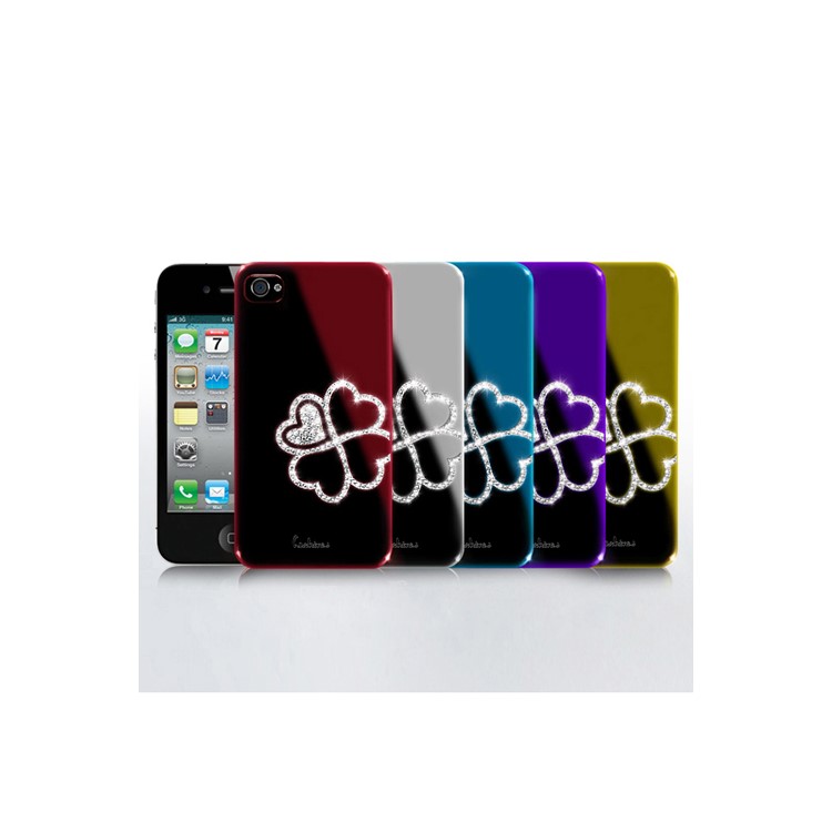 Eileen Clover Lime Series Rhinestone Electroplating Hard Case for iPhone 4 4S - Violet Purple
