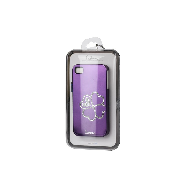 Eileen Clover Lime Series Rhinestone Electroplating Hard Case for iPhone 4 4S - Violet Purple