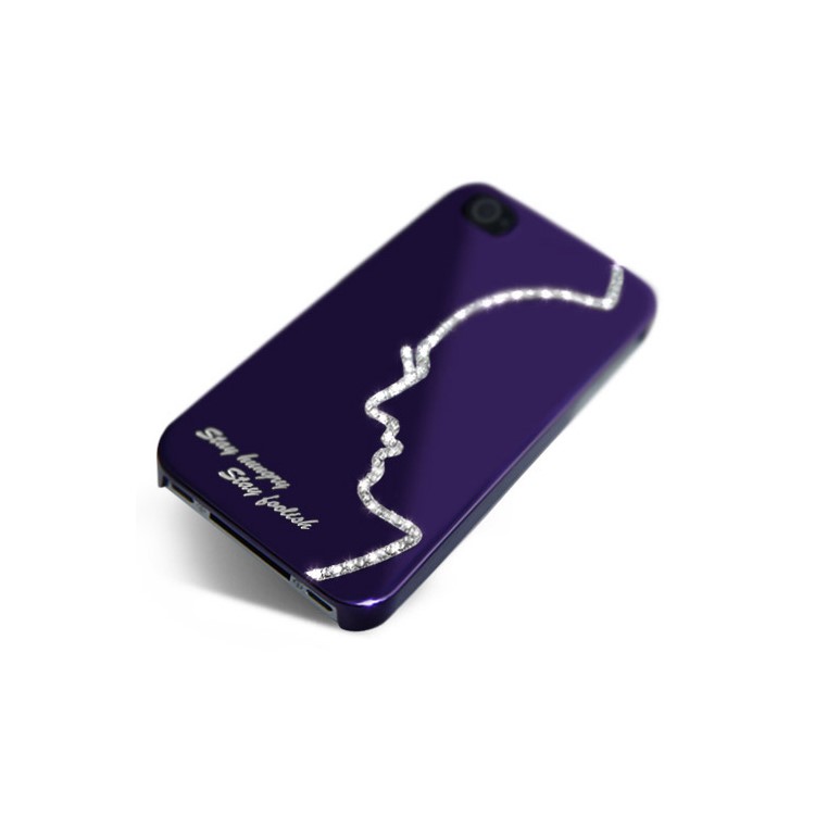 Eileen Hero Lime Series Rhinestone Hard Case for iPhone 4 4S - Violet Purple