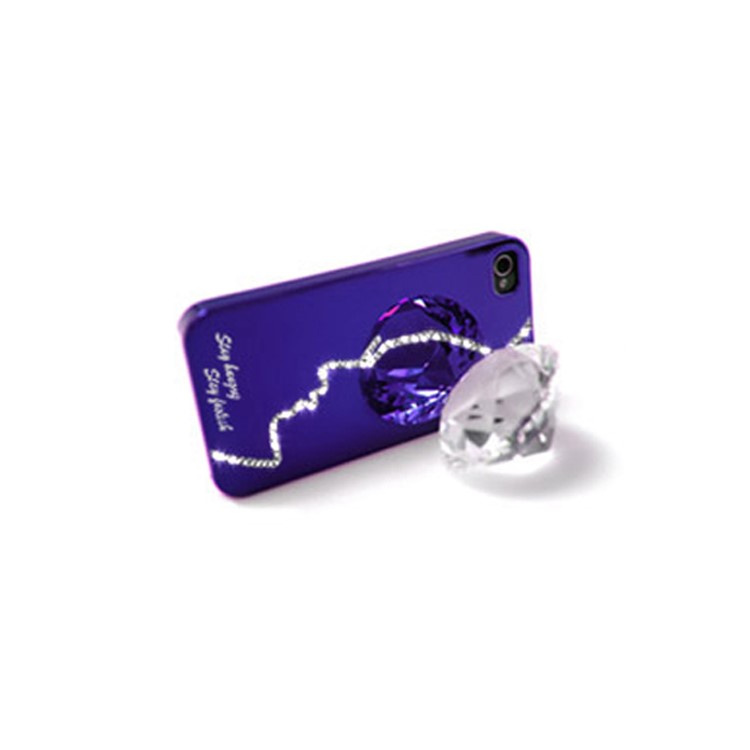 Eileen Hero Lime Series Rhinestone Hard Case for iPhone 4 4S - Violet Purple