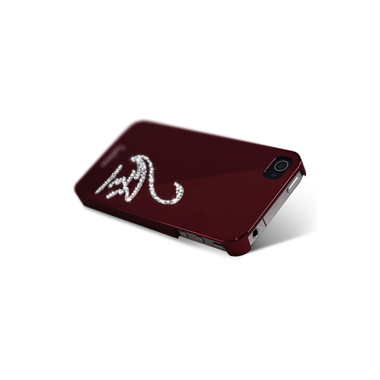 Eileen Swan Lime Series Rhinestone Electroplating Case Cover for iPhone 4 4S - Wine Red