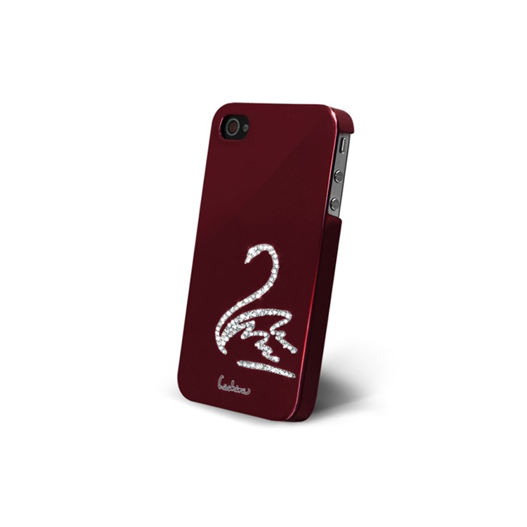 Eileen Swan Lime Series Rhinestone Electroplating Case Cover for iPhone 4 4S - Wine Red