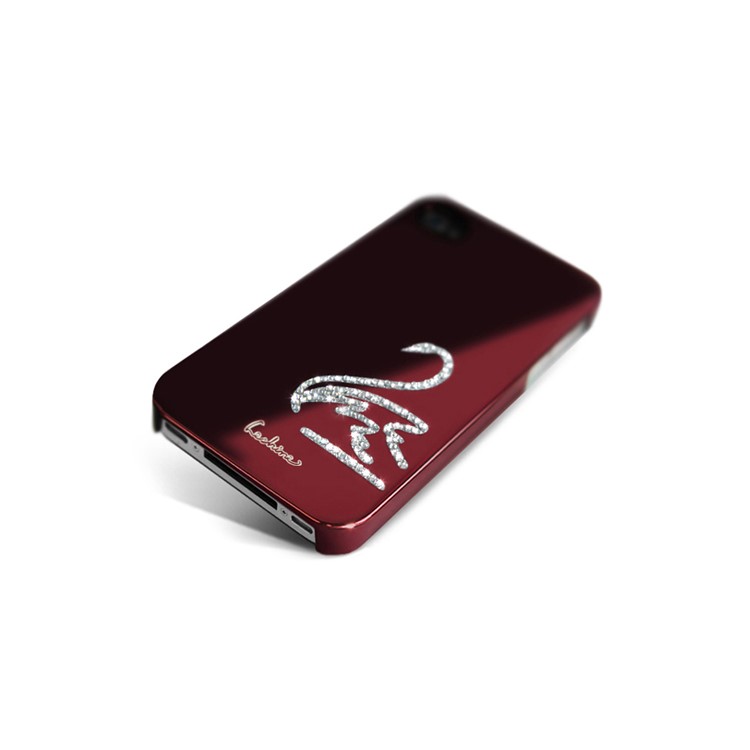 Eileen Swan Lime Series Rhinestone Electroplating Case Cover for iPhone 4 4S - Wine Red