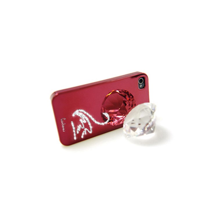 Eileen Swan Lime Series Rhinestone Electroplating Case Cover for iPhone 4 4S - Wine Red