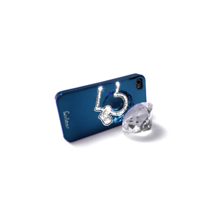 Eileen Big Heart Lime Series Swarovski Diamond Case for iPhone 4 4S - Capri Blue