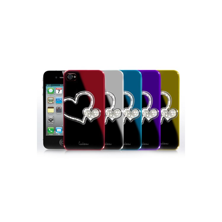 Eileen Big Heart Lime Series Swarovski Diamond Case for iPhone 4 4S - Capri Blue
