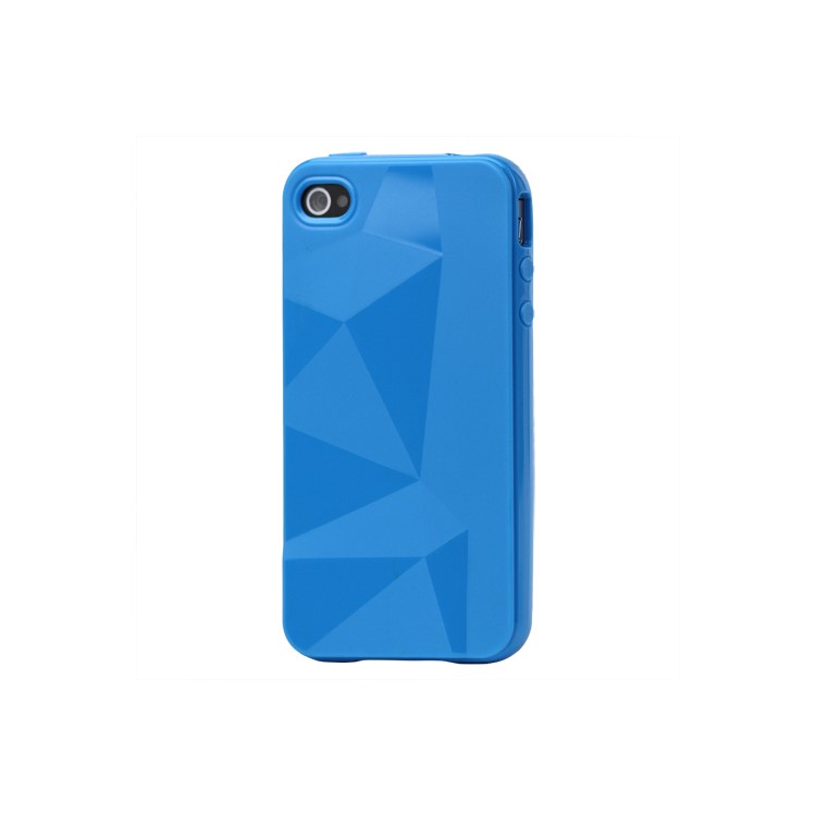 Stylish Three-dimensional TPU Gel Case for iPhone 4 4S - Blue