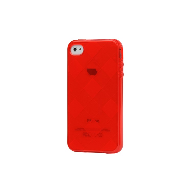 Clear Grid TPU Gel Case for iPhone 4 4S - Red