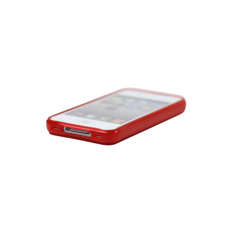 Clear Grid TPU Gel Case for iPhone 4 4S - Red