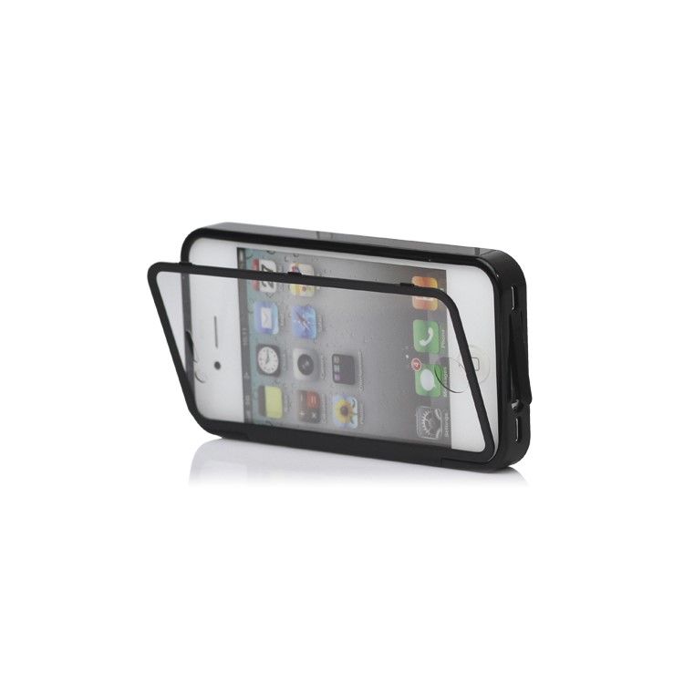 Folio Style iPhone 4 4S TPU Case Cover Front and Back - Black