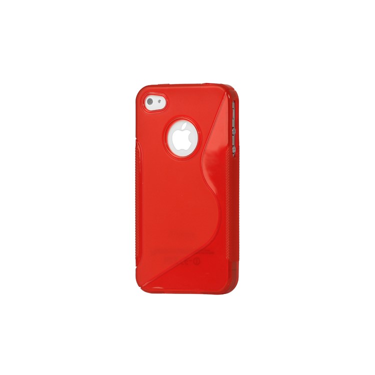 S Shape TPU Gel Case Cover for iPhone 4 4S - Red