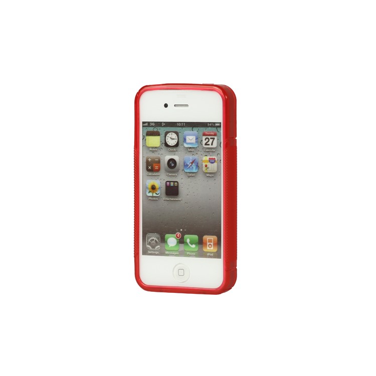 S Shape TPU Gel Case Cover for iPhone 4 4S - Red
