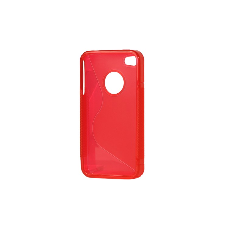 S Shape TPU Gel Case Cover for iPhone 4 4S - Red