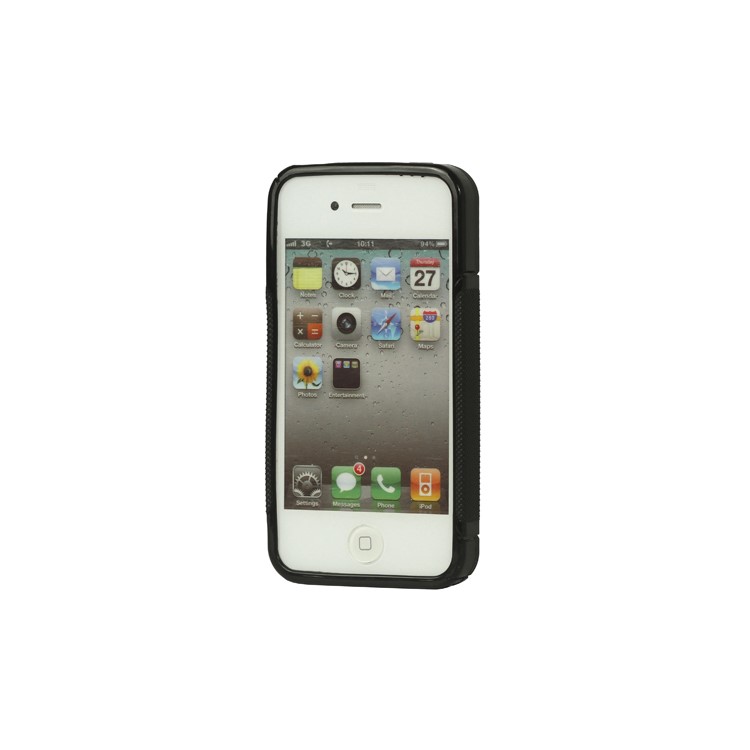S Shape TPU Gel Case Cover for iPhone 4 4S - Black