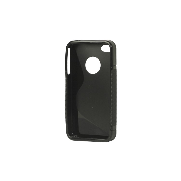 S Shape TPU Gel Case Cover for iPhone 4 4S - Black