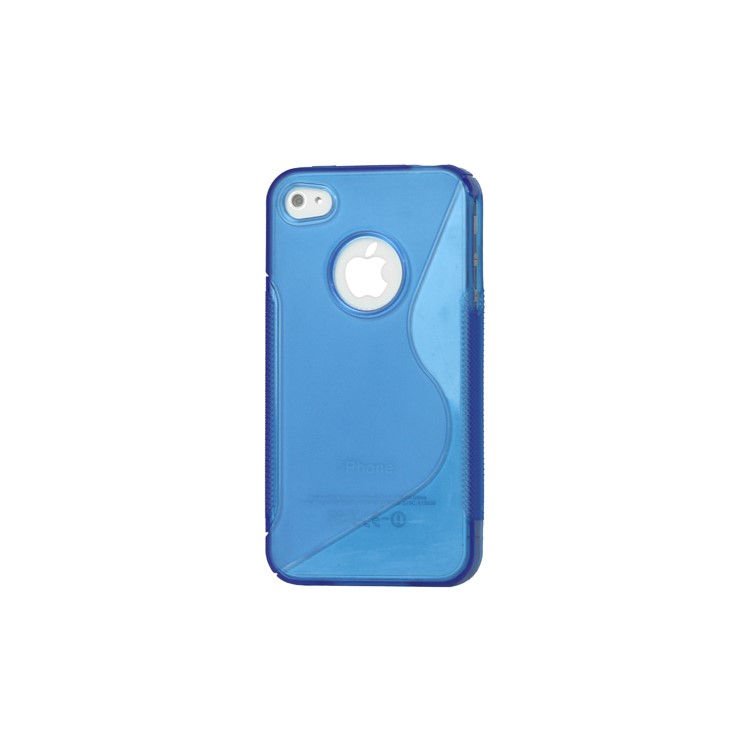 S Shape TPU Gel Case Cover for iPhone 4 4S - Blue