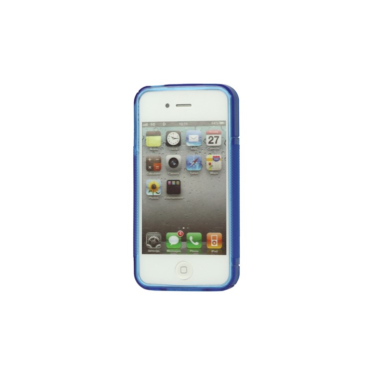 S Shape TPU Gel Case Cover for iPhone 4 4S - Blue