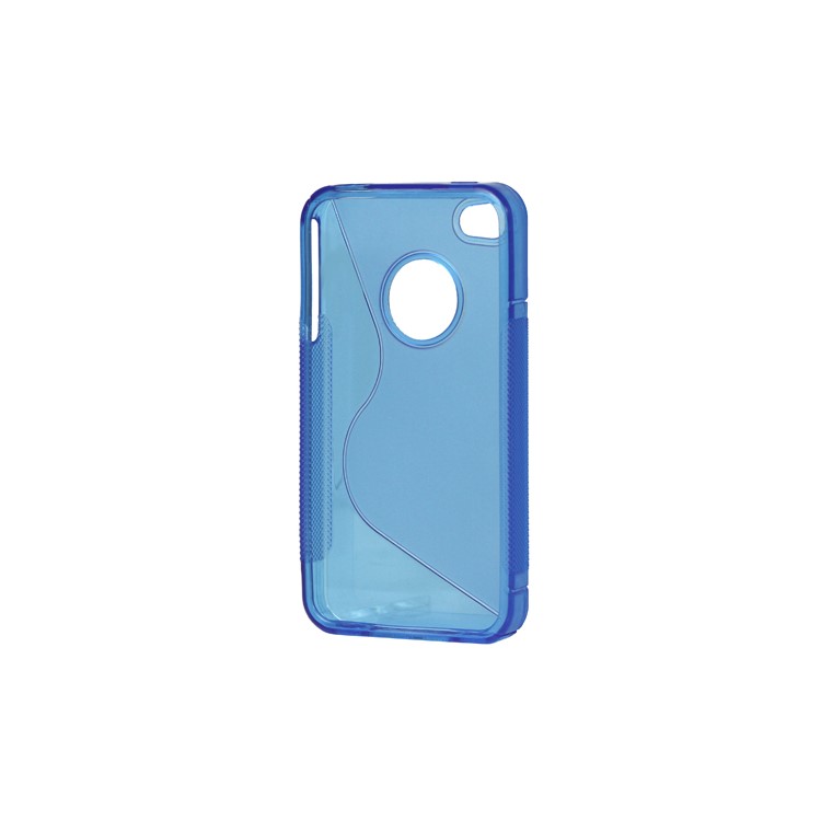 S Shape TPU Gel Case Cover for iPhone 4 4S - Blue