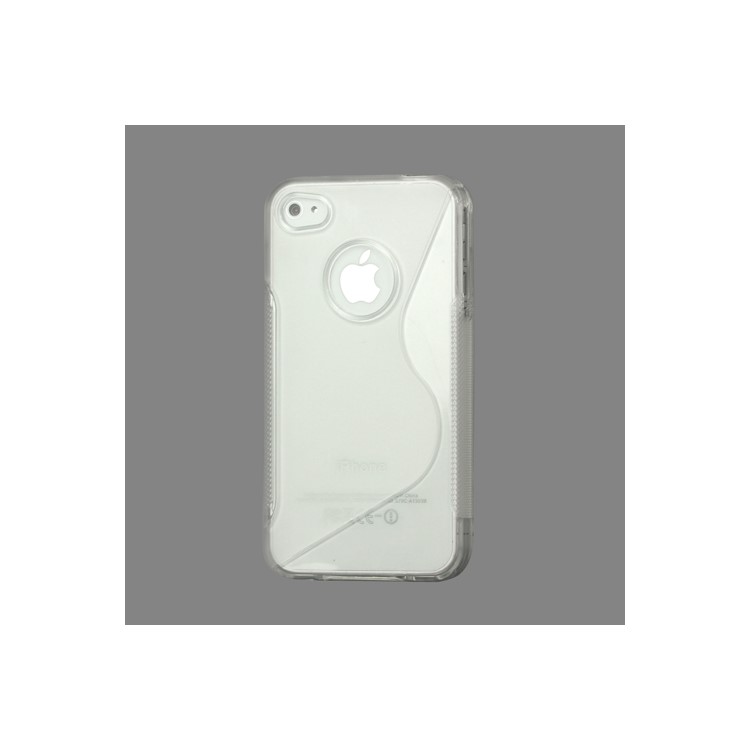 S Shape TPU Gel Case Cover for iPhone 4 4S - Transparent