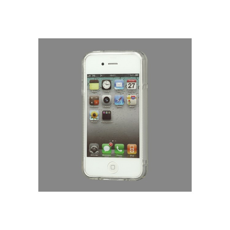 S Shape TPU Gel Case Cover for iPhone 4 4S - Transparent