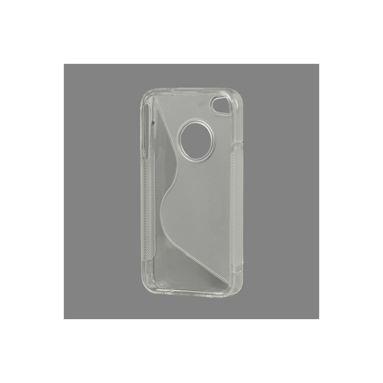 S Shape TPU Gel Case Cover for iPhone 4 4S - Transparent