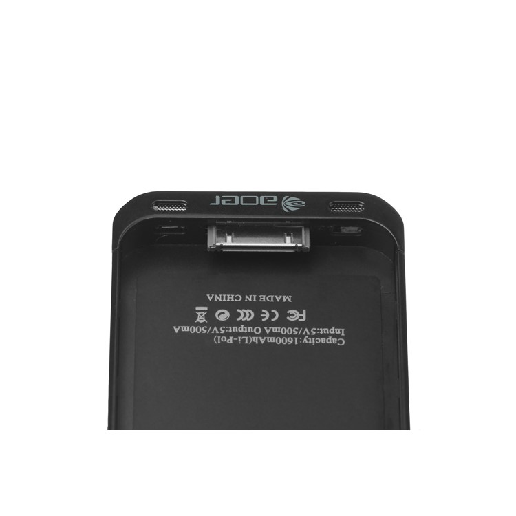 1600mAh External Backup Battery Charger Case with FM Transmitter for iPhone 4 4S - Black