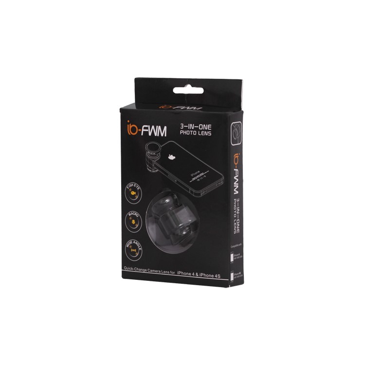 3 in 1 Clip-On Fish Eye Lens + Wide Angle + Macro Lens for iPhone 4 4S